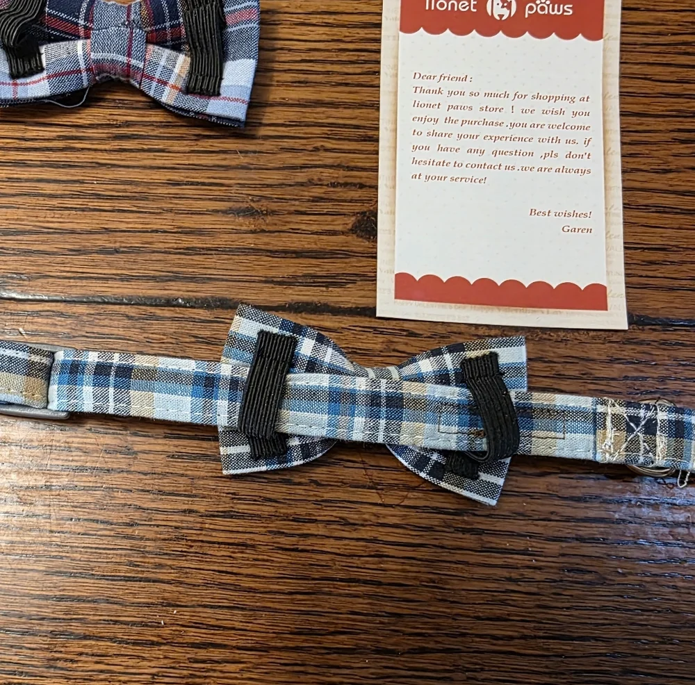 Plaid Bow Tie Collar Sets for Medium or Large Dogs (2 available)
